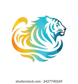 Roaring tiger logo design vector illustration