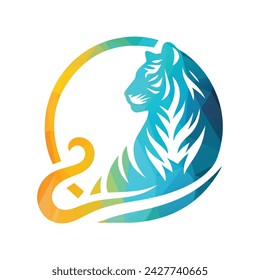 Roaring tiger logo design vector illustration