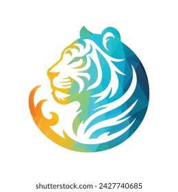 Roaring tiger logo design vector illustration
