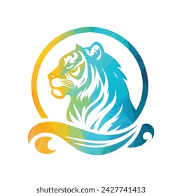 Roaring tiger logo design vector illustration