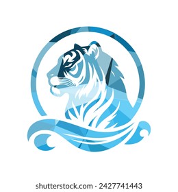 Roaring tiger logo design vector illustration