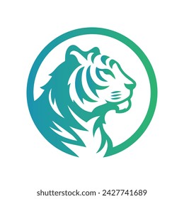 Roaring tiger logo design vector illustration