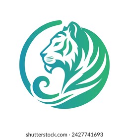 Roaring tiger logo design vector illustration