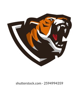 roaring tiger mascot logo isolated white background