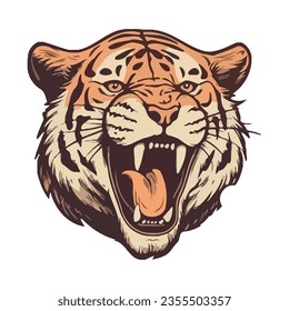 Roaring tiger mascot symbolizes strength and aggression icon isolated