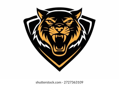 Logotipo audaz del esport del Vector de la mascota del tigre rugiente