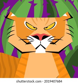 Roaring tiger. symbol of 2022. flat vector illustration.