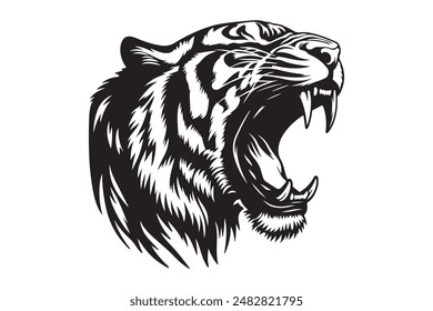 Roaring Tiger Vector Art with Illustration