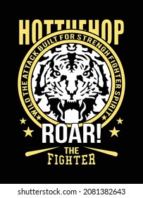 Roaring tiger vector design on black background