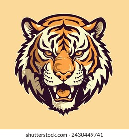 Roaring Tiger Vector Illustration with isolated background