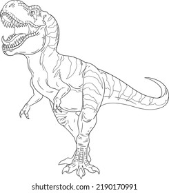 Roaring t-rex. Vector outline isolated for coloring page