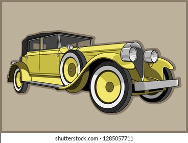 The Roaring Twenties Yellow Car Retro Automobile Sticker