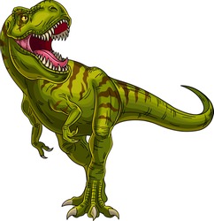 Roaring Tyrannosaurus. Mesozoic Era Carnivorous Dinosaur. Vector Illustration Isolated 