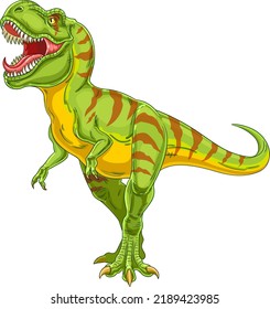 Roaring tyrannosaurus rex. Extinct carnivorous dinosaur. Vector illustration isolated