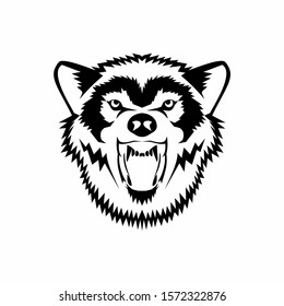 Roaring Wolf Head Black Silhouette