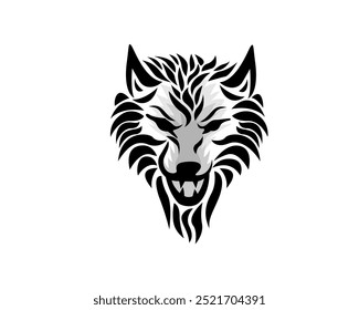 cabeça de lobo rugido tatuagem estilo logotipo modelo ilustração inspiração