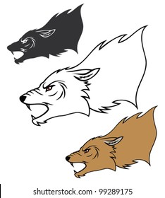 Roaring wolf head - vector illustration