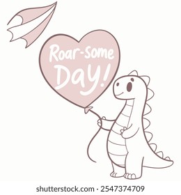 Roar-some Day: A Cute Creature Adventure Vector Design