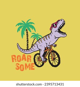 Roarsome Dinosaurier spielt Bicycle Vector