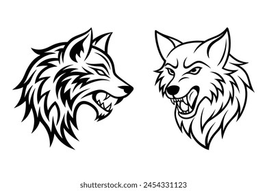 Roar-wolf-tattoo - logo icons vector illustration-