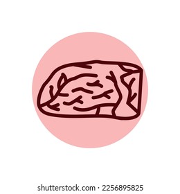 Roast beef color line icon. Cutting meat. Pictogram for web page, mobile app, promo.