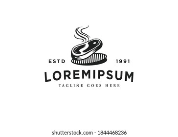 Roast Beef Dining Logo Design Inspiration. Vector Steak Barbecue on a Steak Grill.