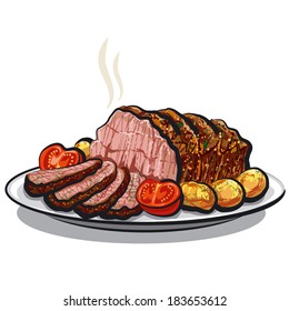 roast beef with potatoes