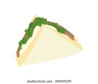 roast beef salad sandwich on sliced white bread
