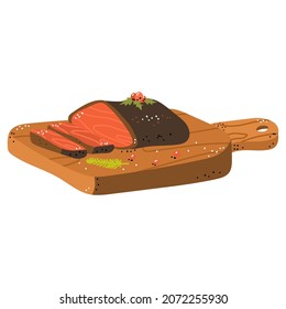 Roast beef vector cartoon Christmas food illustration isolated on a white background.