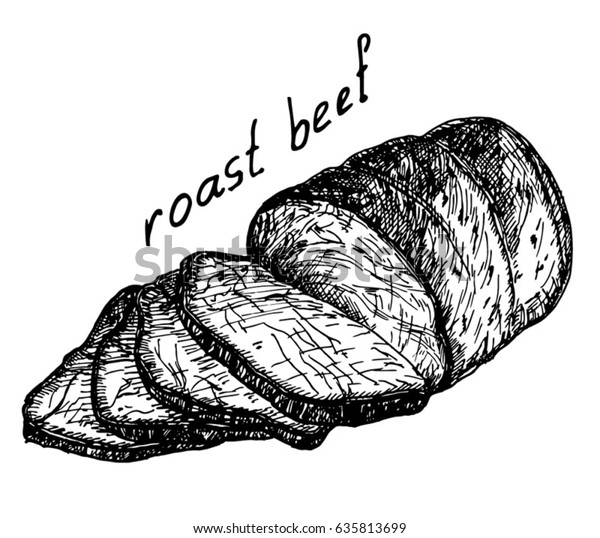ローストビーフ 白黒の焼き肉のベクターイラスト スライスしたベーコン肉のイラスト のベクター画像素材 ロイヤリティフリー