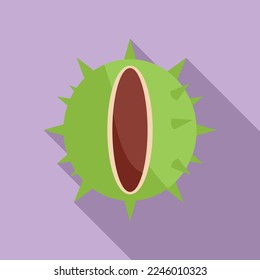 Roast chestnut icon flat vector. Tree fruit. Japan branch