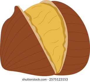 Roast Chestnut Peeled Illustration Isolated on White Background