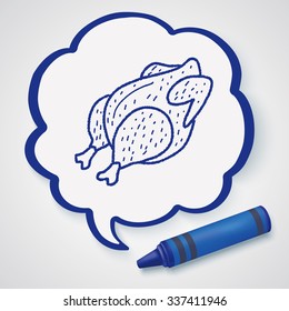 Roast chicken doodle drawing