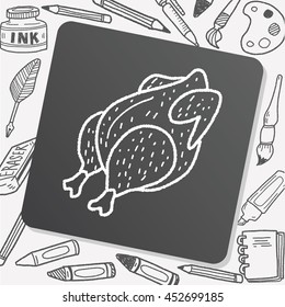 Roast chicken doodle drawing