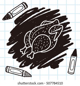 Roast chicken doodle drawing