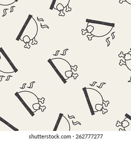 Roast chicken doodle drawing seamless pattern background