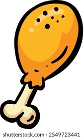 Roast Chicken Festive Thanksgiving Christmas Turkey Leg Bird Cartoon Illustration