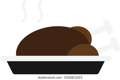 Roast Chicken Food Icon Vector Flat Illustration