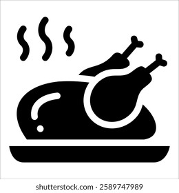 Roast Chicken Icon Element For Design