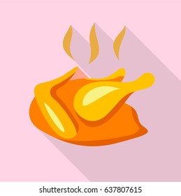 Roast chicken icon. Flat illustration of roast chicken vector icon for web
