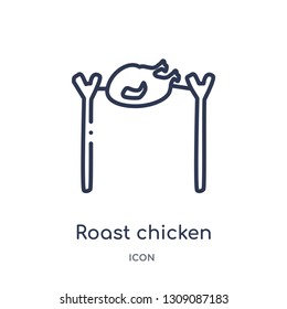roast chicken icon from stone age outline collection. Thin line roast chicken icon isolated on white background.