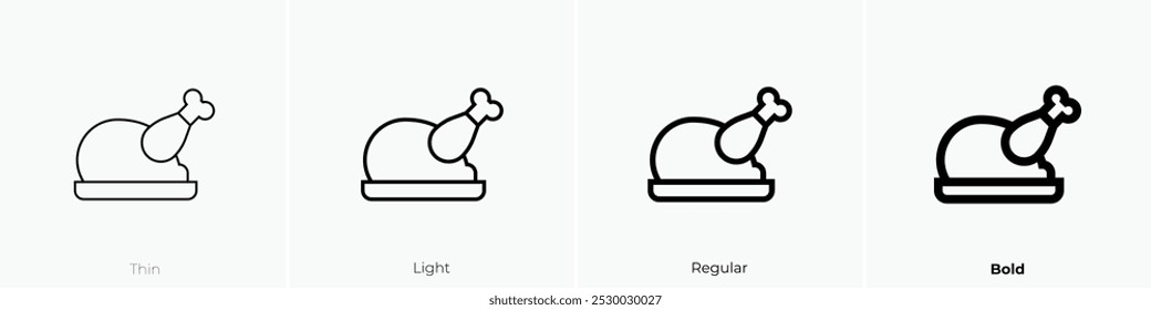 roast chicken icon. Thin, Light Regular And Bold style design isolated on white background