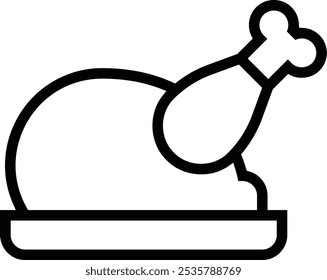 roast chicken icon. Thin linear style design isolated on white background