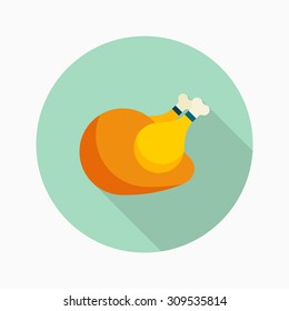 Roast chicken icon, vector illustration. Flat design style with long shadow,eps10