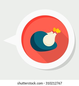 Roast chicken icon, vector illustration. Flat design style with long shadow,eps10
