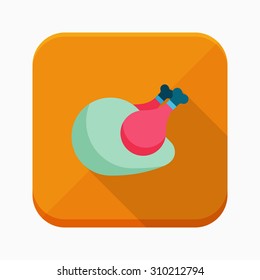 Roast chicken icon, vector illustration. Flat design style with long shadow,eps10
