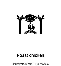 Roast chicken icon vector isolated on white background, logo concept of Roast chicken sign on transparent background, filled black symbol