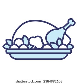 Roast chicken icon vector sign and symbol on trendy design for design and print.