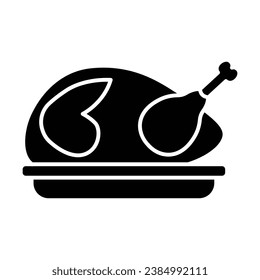 Roast chicken icon vector sign and symbol on trendy design for design and print.