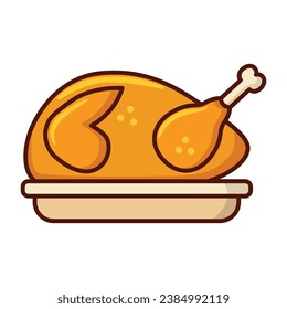 Roast chicken icon vector sign and symbol on trendy design for design and print.